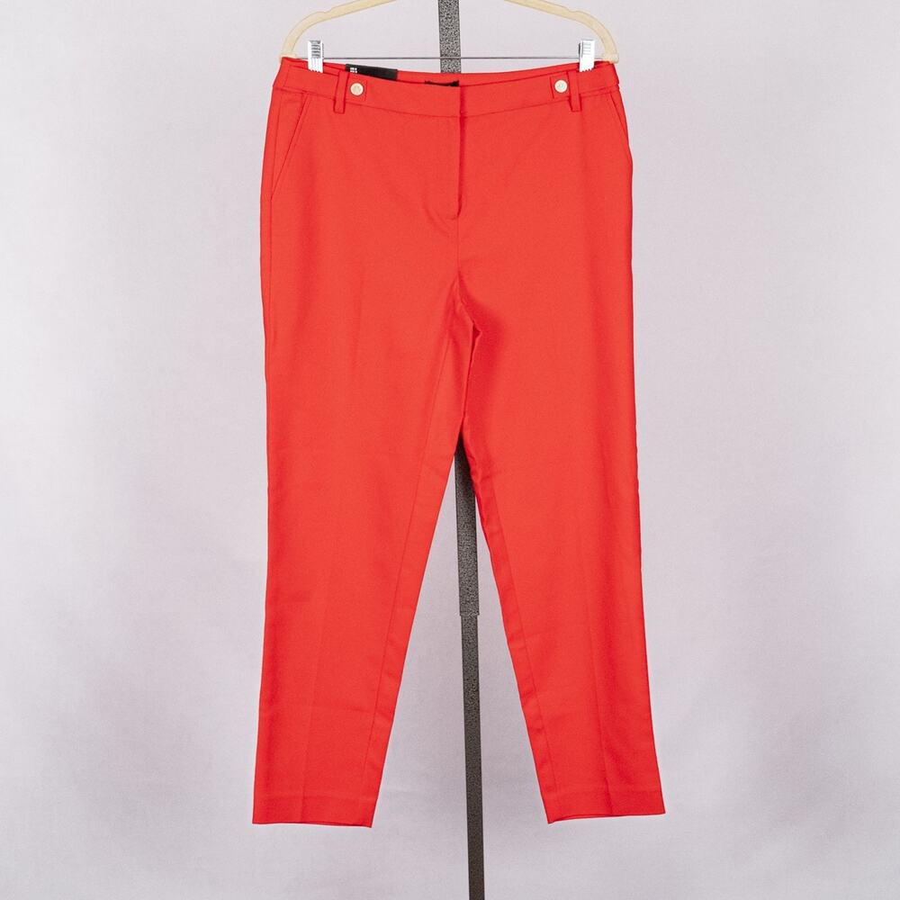 Jones New York Grace Ankle Length Pants Women's SZ 8 Persimmon Tomato Red Orange
